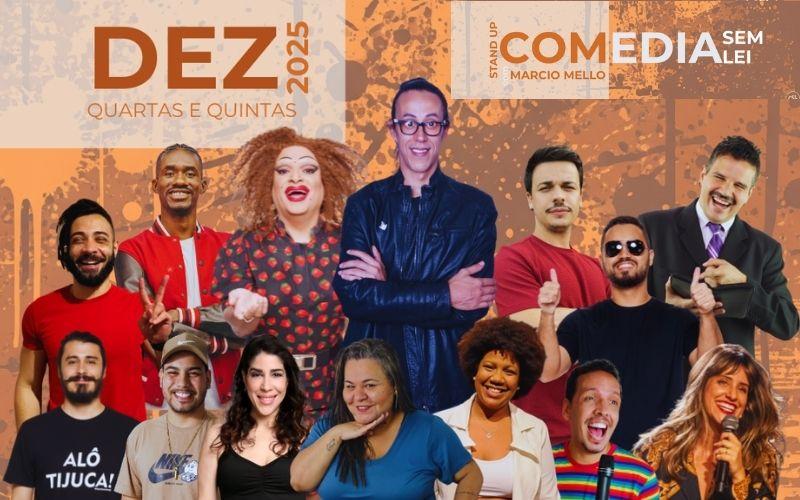 Stand up Comédia Sem Lei celebra 4 anos de sucesso no Teatro Dulcina em dezembro