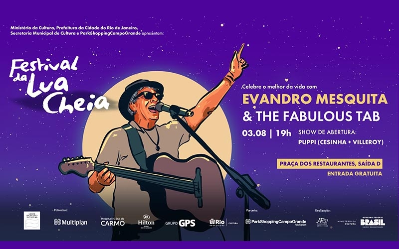 Evandro Mesquita faz show de graça no Festival da Lua Cheia no Park Shopping Campo Grande