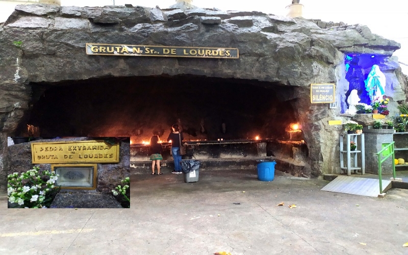 Gruta da Igreja da Santíssima Trindade guarda pedra extraída da gruta de Lourdes na França