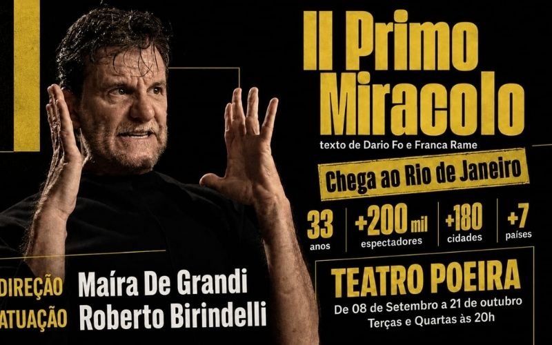 Teatro Poeira recebe monólogo premiado Il Primo Miracolo