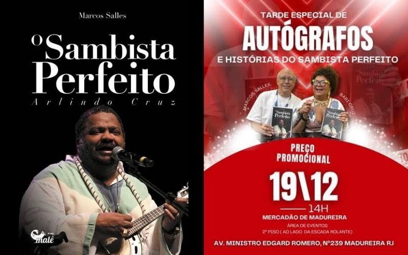 “O Sambista Perfeito”, biografia de Arlindo Cruz, tem tarde de autógrafos no Mercadão de Madureira
