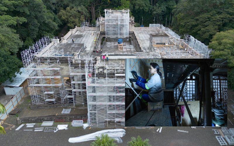 Restauração no Parque Lage avança com obras no interior e fachada