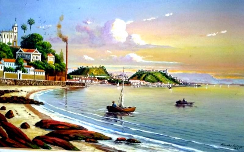Praia do Russel, antiga praia Dom Pedro I, extinta em 1905 para a construção da Av. Beira Mar